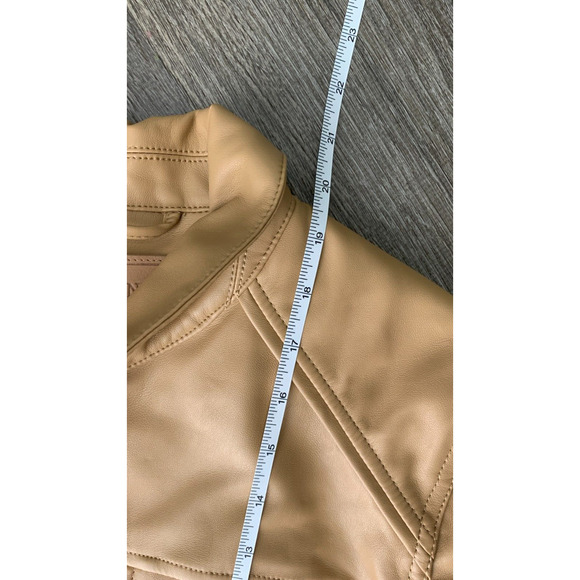 BLANK NYC Womens Brown Faux Leather Cropped Trucker Jacket Lined Size Small NWOT - Picture 9 of 10